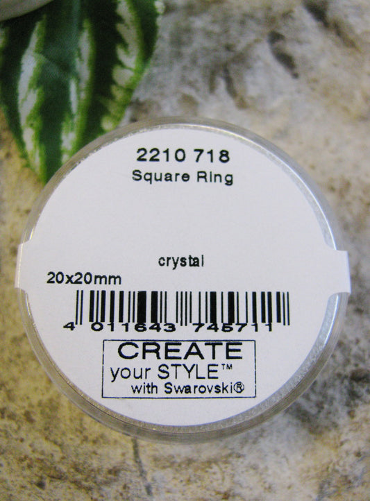 Square Ring groß 2cm crystal von Swarovski, Kristallglas Facettenschliff farblos