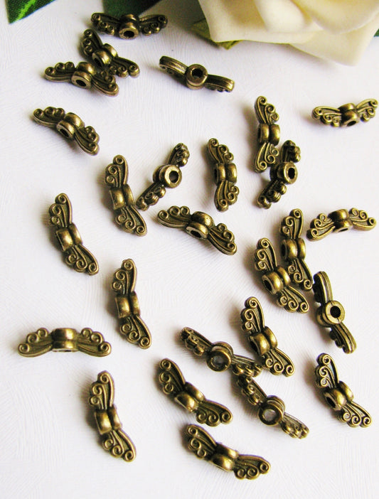 Engelsflügel mini ,bronzefarben, Schmettlingsart, 1,5 mm, silber, Flügel, Perlen