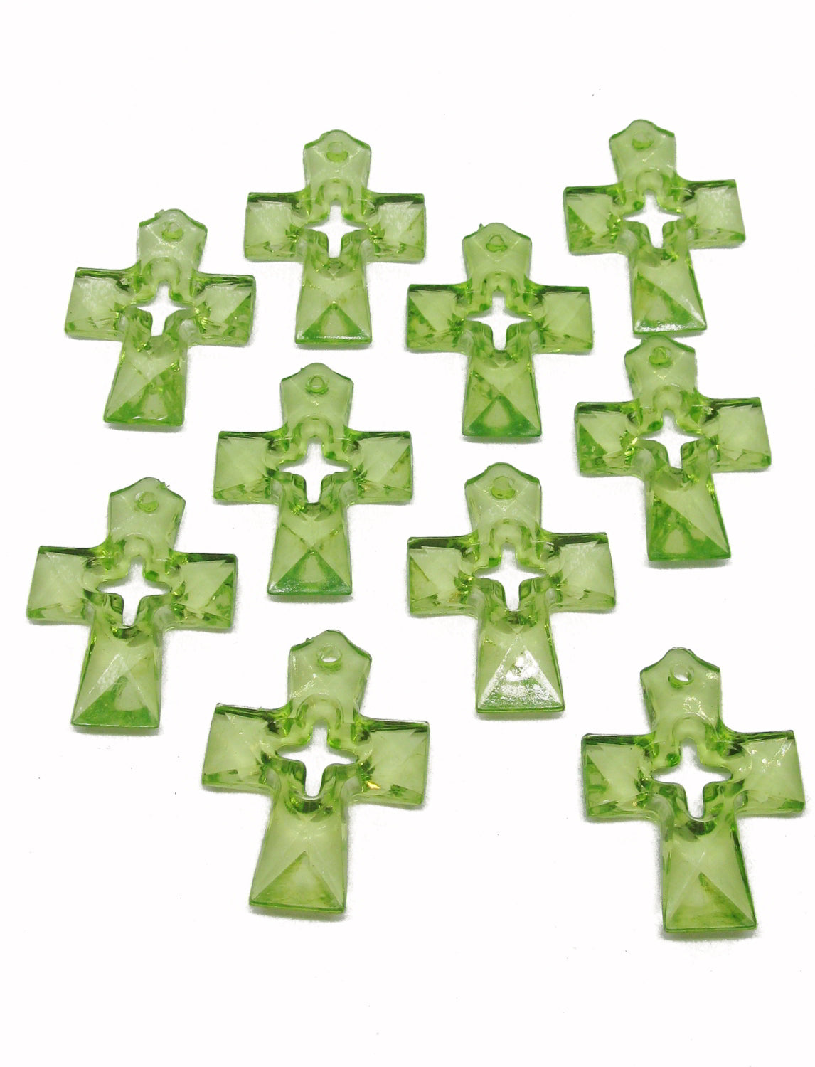 10 Anhänger Kreuz Grün 3,4cm zu Taufe, Kommunion, Konfirmation, Karten gestalten