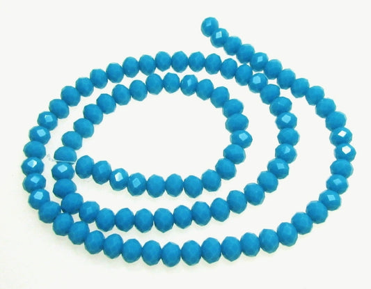 90 Glasperlen Rondelle hellblau facettiert, 6mm, Perlen basteln, Facettenschliff