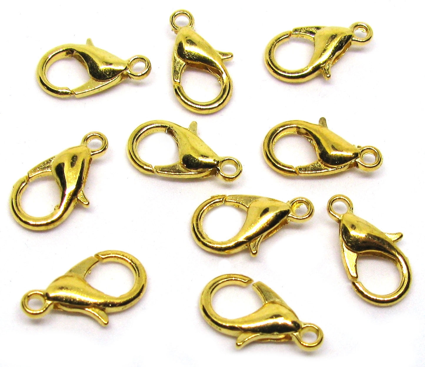 10 Karabinerhaken goldfarben 12x7mm, Verschlüsse, Perlen basteln, Schmuck machen