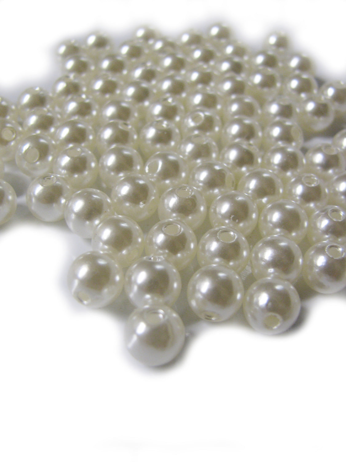 80 Wachsperlen, 8 mm, perlweiß, Hochzeit Deko, Beads