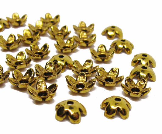 60 Perlkappen 6mm goldfarben, Schmuck, Schutzengel mit Perlen basteln, Endkappe