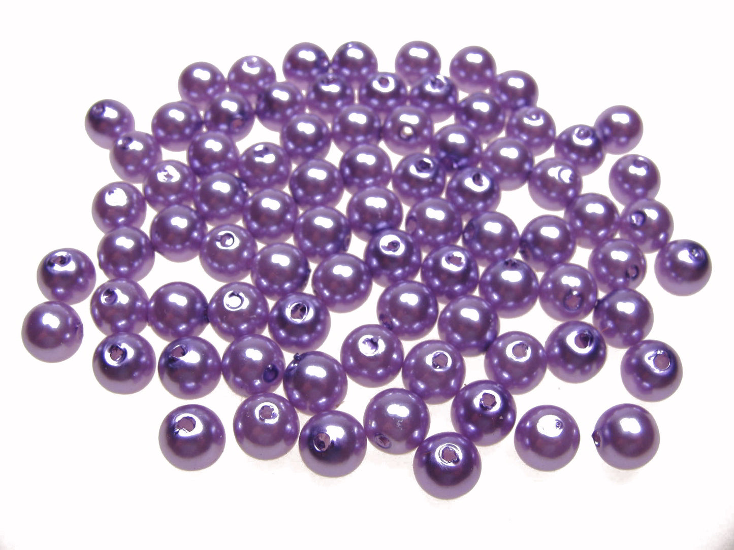 80 Wachsperlen lila hell 8mm, Perlen basteln verzieren, Kunststoffperlen