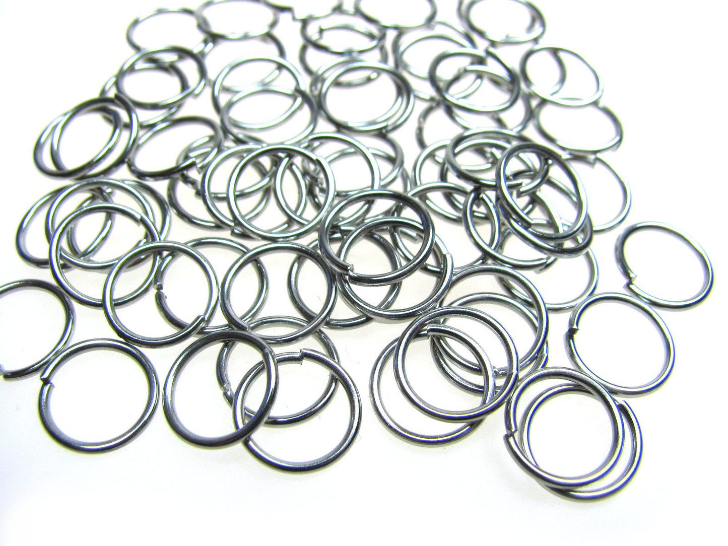 50, 100 o. 200 Edelstahl Binderinge 10mm silberfarben Biegeringe Schmuck basteln