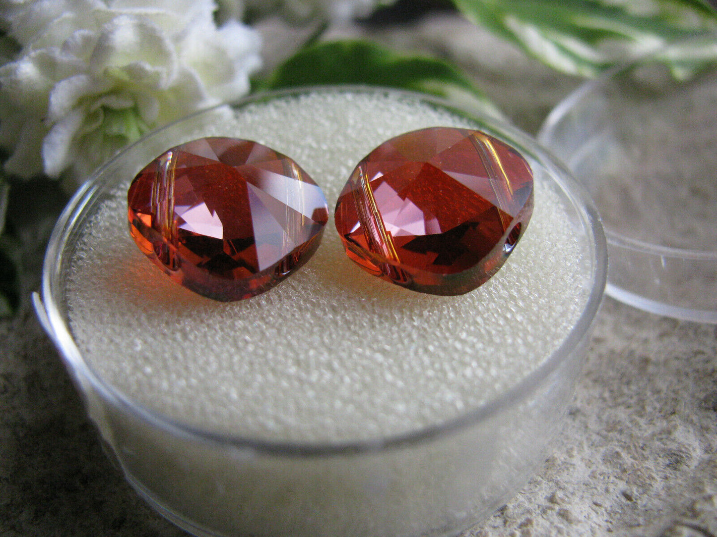 10 Square Beads Red Magma 1,4cm Swarovski, Glaskristall geschliffen, facettiert