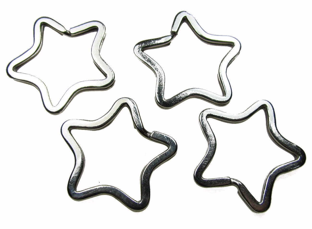 8 x Schlüsselring Stern 3,3cm silberfarben, Schlüsselanhänger mit Perlen basteln