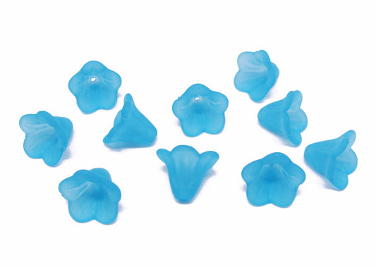 10 Acrylperlen Blütenkelche hellblau 1 x 1,4cm, Schmuck und Engel Perlen basteln
