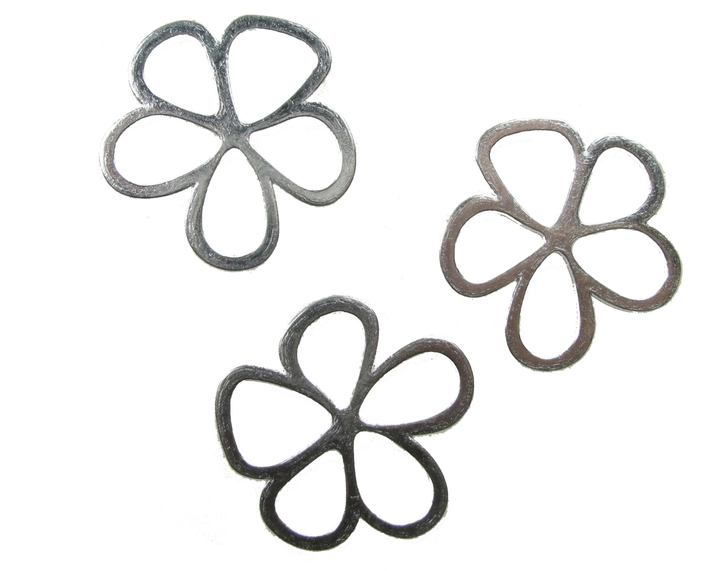 3 Metallanhänger Blume, silberfarben 3,4 cm, Verbinder für Lederband, Anhänger