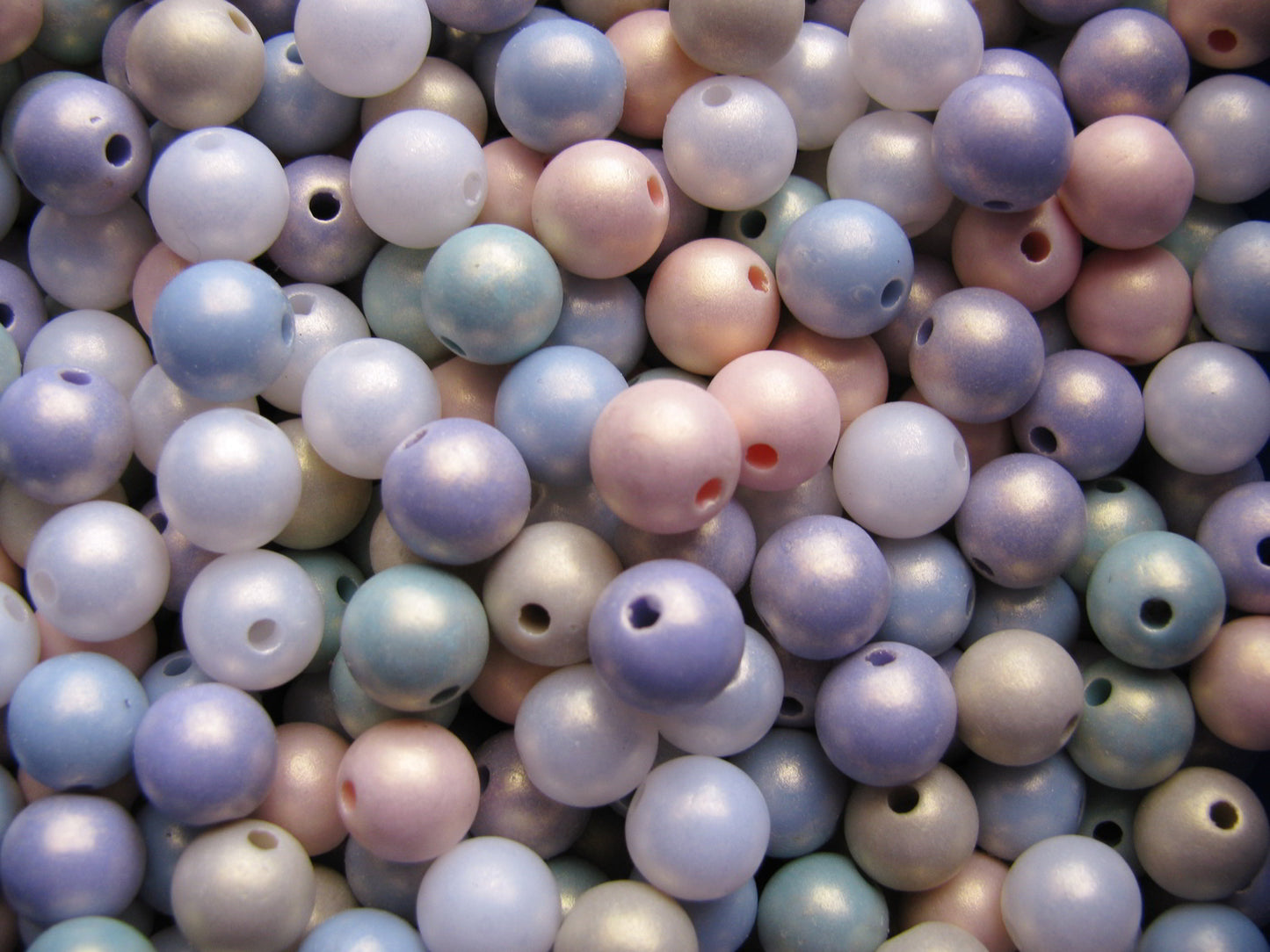 100 Acrylperlen pastell, matt, schimmernd, 8mm, fädeln, Perlen basteln, gemischt