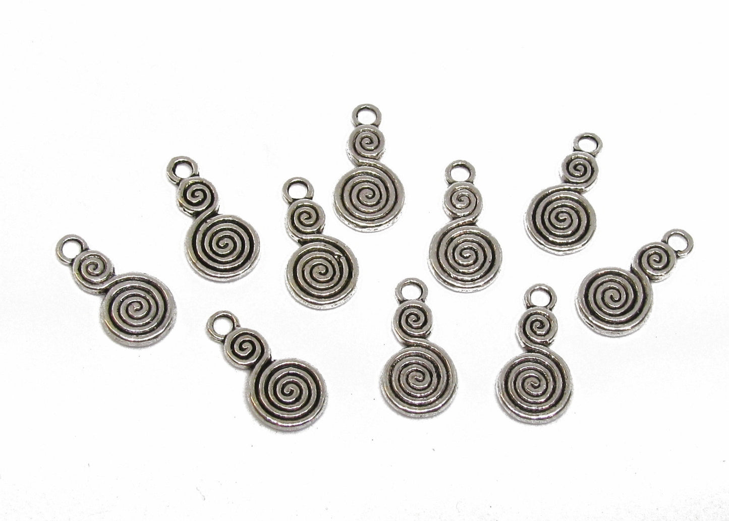 10 Metallanhänger Spirale, silberfarben 16,5x 8,5 mm, Anhänger, Perlen basteln