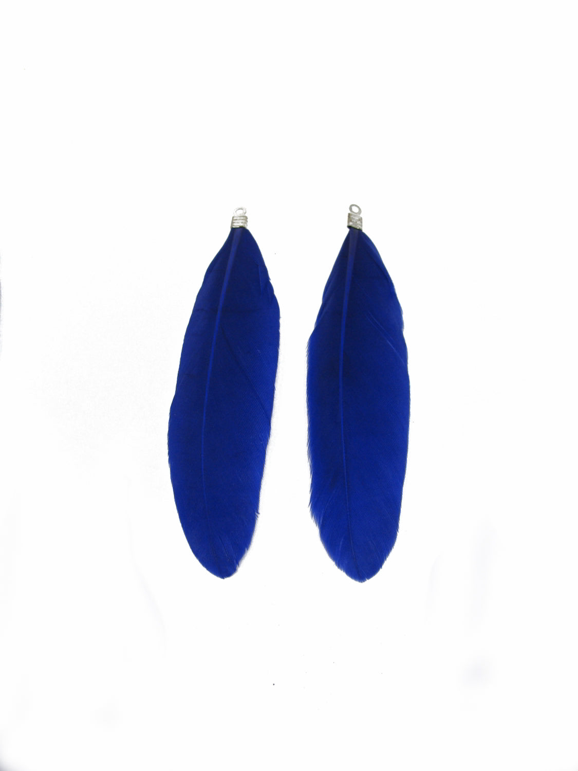 2 Anhänger echte Feder Blau ca 7,2cm b. 7,8 cm, Perlen basteln Indianer, Perlen