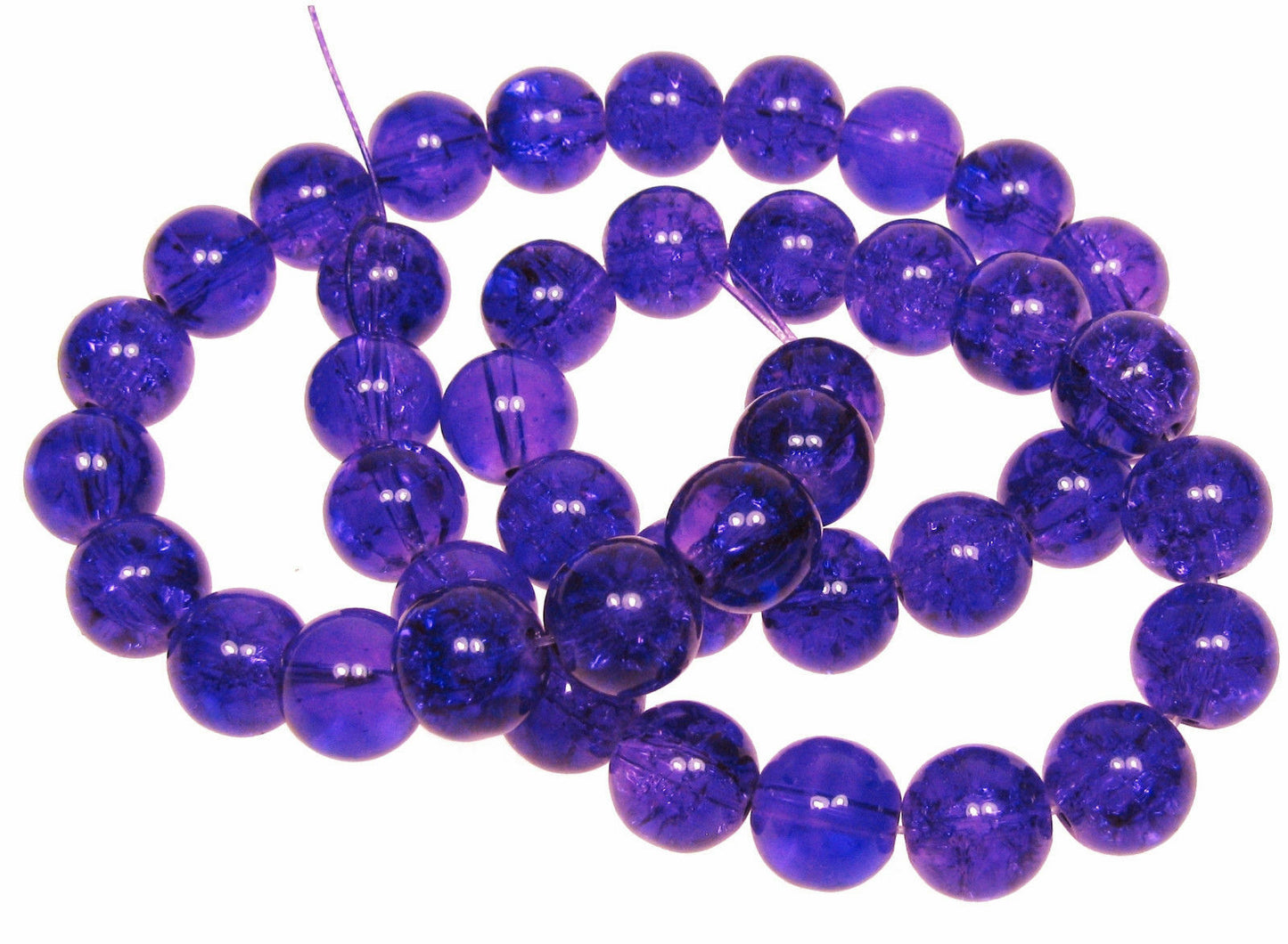 43 Glasperlen gecrackt lila, 10mm, Schmuck, Perlen basteln, fädeln, crackle