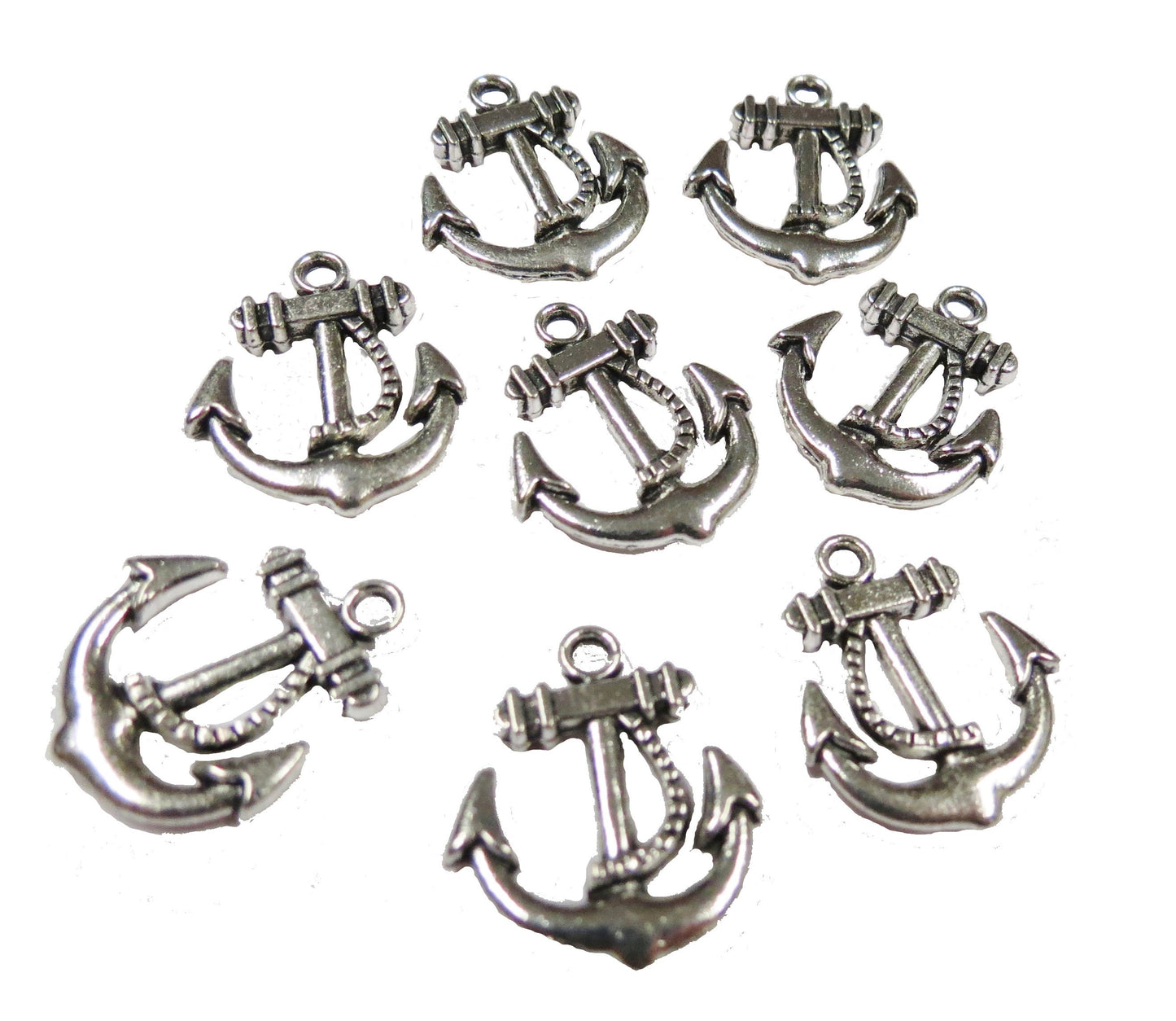 16 Metallanhänger Anker, silberfarben, Perlen basteln,2,3 cm,Schmuck herstellen