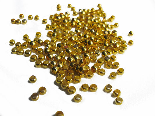 100 Quetschperlen 2,5 mm goldfarben, Schmuck mit Perlen basteln, Crimps